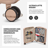 Aerolite Erweiterbares Handgepäck 55x40x20 cm auf 55x40x23 cm – Ryanair Priority, Lufthansa, Wizz Air Priority, Lufthansa Maximalgröße – Leichter Hartschalen-Kabinenkoffer mit 4 Rollen (BEIGE)