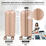 Aerolite Erweiterbares Handgepäck 55x40x20 cm auf 55x40x23 cm – Ryanair Priority, Lufthansa, Wizz Air Priority, Lufthansa Maximalgröße – Leichter Hartschalen-Kabinenkoffer mit 4 Rollen (BEIGE)