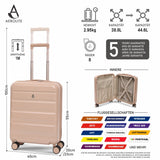 Aerolite Erweiterbares Handgepäck 55x40x20 cm auf 55x40x23 cm – Ryanair Priority, Lufthansa, Wizz Air Priority, Lufthansa Maximalgröße – Leichter Hartschalen-Kabinenkoffer mit 4 Rollen (BEIGE)