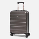 Aerolite Erweiterbares Handgepäck 55x40x20 cm auf 55x40x23 cm – Ryanair Priority, Lufthansa, Wizz Air Priority, Lufthansa Maximalgröße – Leichter Hartschalen-Kabinenkoffer mit 4 Rollen (HOLZKOHLE)