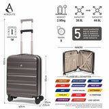 Aerolite Erweiterbares Handgepäck 55x40x20 cm auf 55x40x23 cm – Ryanair Priority, Lufthansa, Wizz Air Priority, Lufthansa Maximalgröße – Leichter Hartschalen-Kabinenkoffer mit 4 Rollen (HOLZKOHLE)