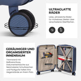 Aerolite Erweiterbares Handgepäck 55x40x20 cm auf 55x40x23 cm – Ryanair Priority, Lufthansa, Wizz Air Priority, Lufthansa Maximalgröße – Leichter Hartschalen-Kabinenkoffer mit 4 Rollen (BLAU)