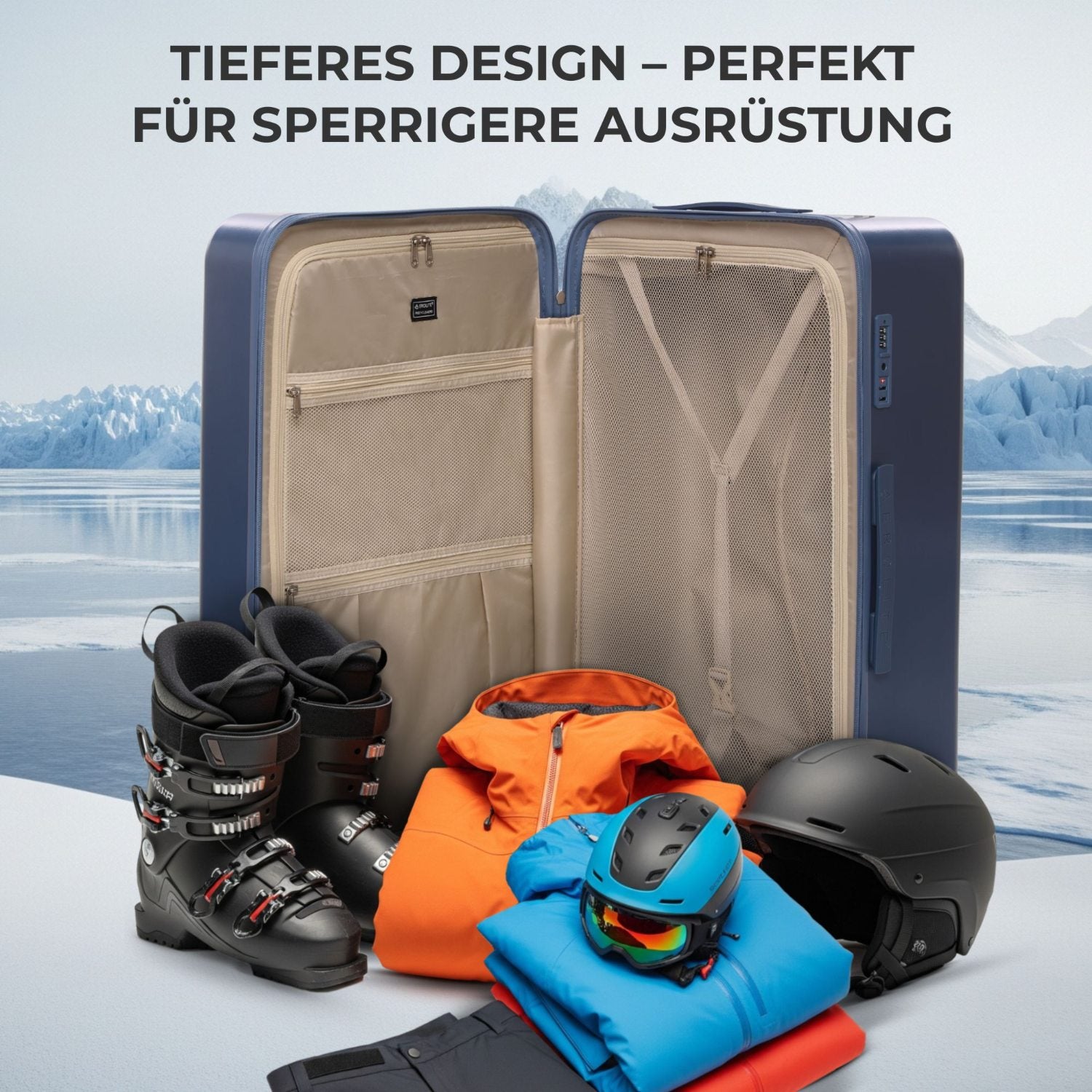 Aerolite 101L Großer Truhenkoffer mit 4+1 Spinner-Rädern, ABS-Hartschale, TSA-Schloss und leichtem Design – Blau