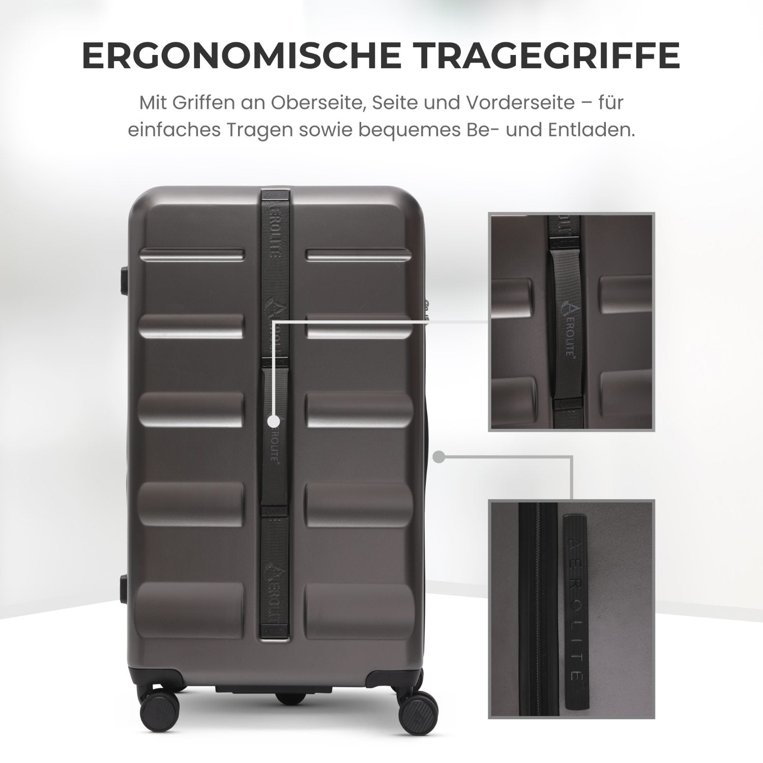 Aerolite 101L Großer Truhenkoffer mit 4+1 Spinner-Rädern, ABS-Hartschale, TSA-Schloss und leichtem Design – Holzkohle