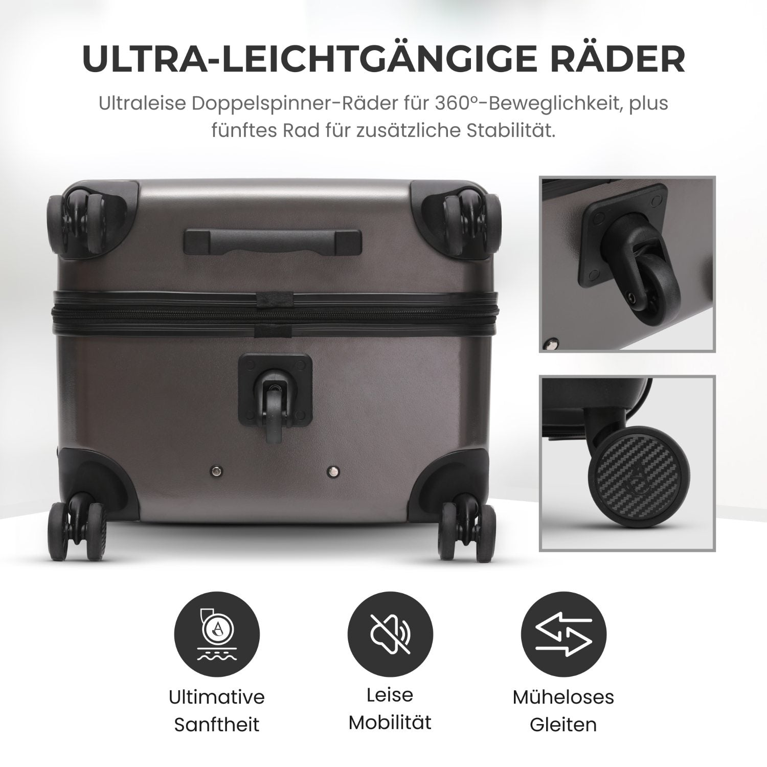 Aerolite 101L Großer Truhenkoffer mit 4+1 Spinner-Rädern, ABS-Hartschale, TSA-Schloss und leichtem Design – Holzkohle