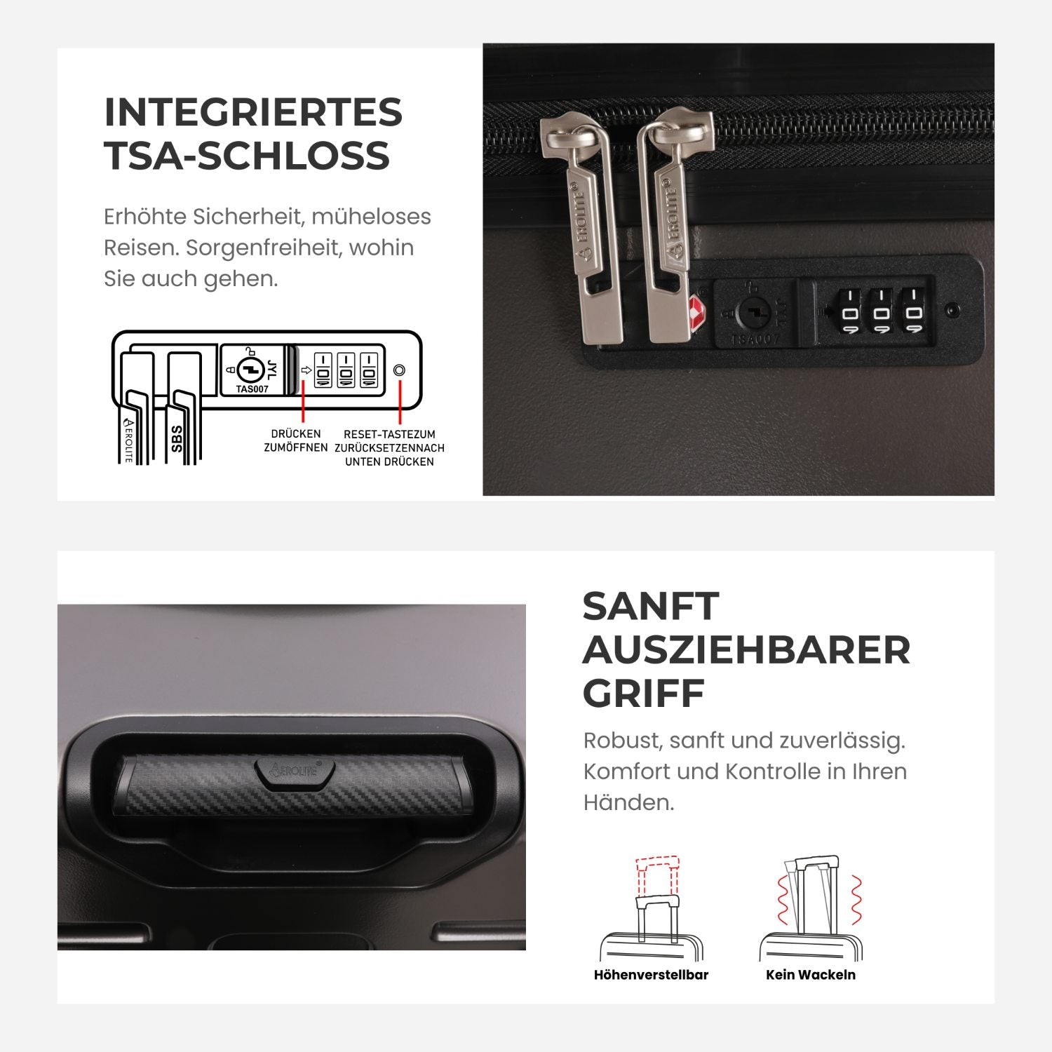 Aerolite 101L Großer Truhenkoffer mit 4+1 Spinner-Rädern, ABS-Hartschale, TSA-Schloss und leichtem Design – Holzkohle