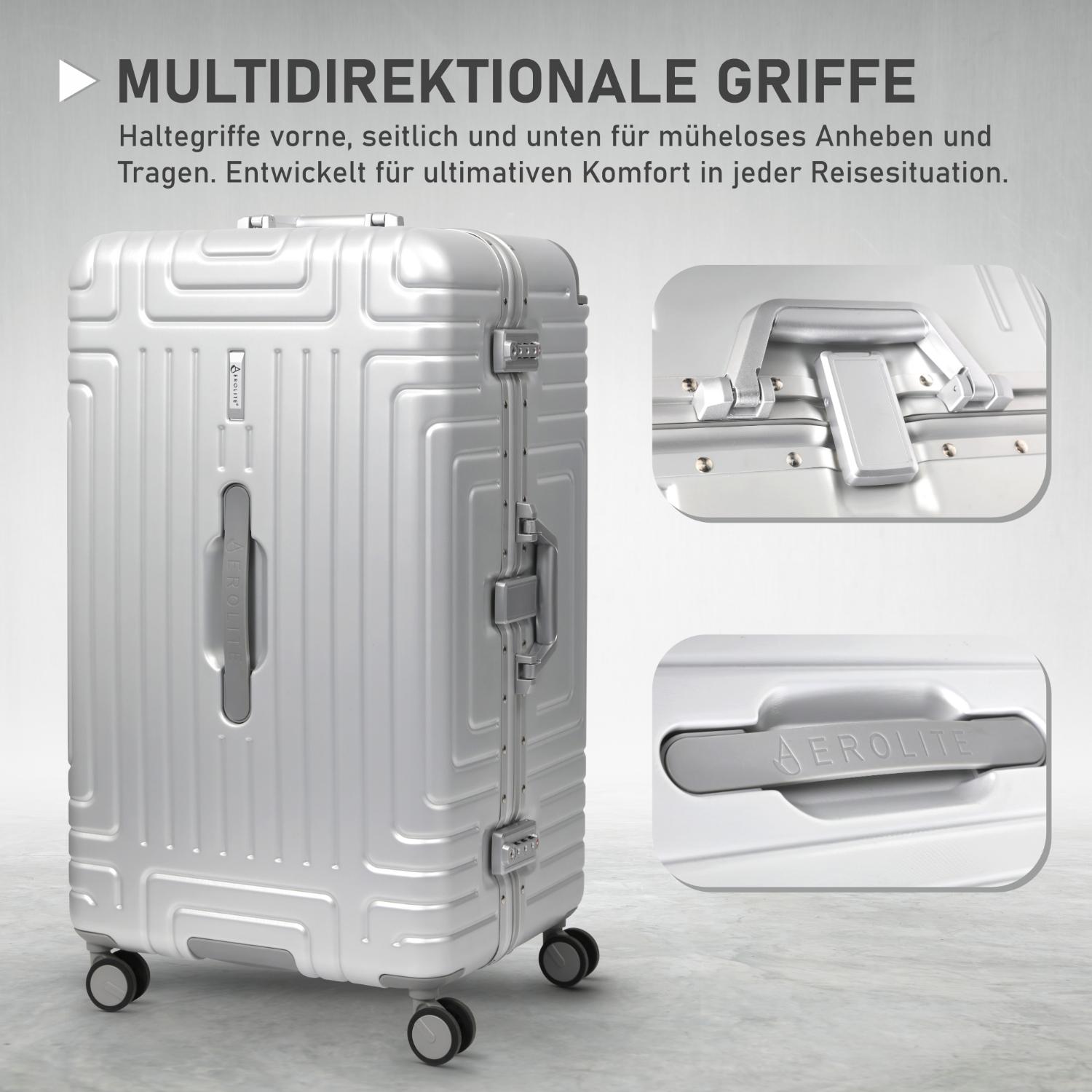 Aerolite Koffer ohne Reißverschluss, Premium Hartschalenkoffer mit Aluminiumrahmen, TSA-Sicherheitsverschluss, leise Hinomoto-Rollen, 97,6 L großes Reisegepäck
