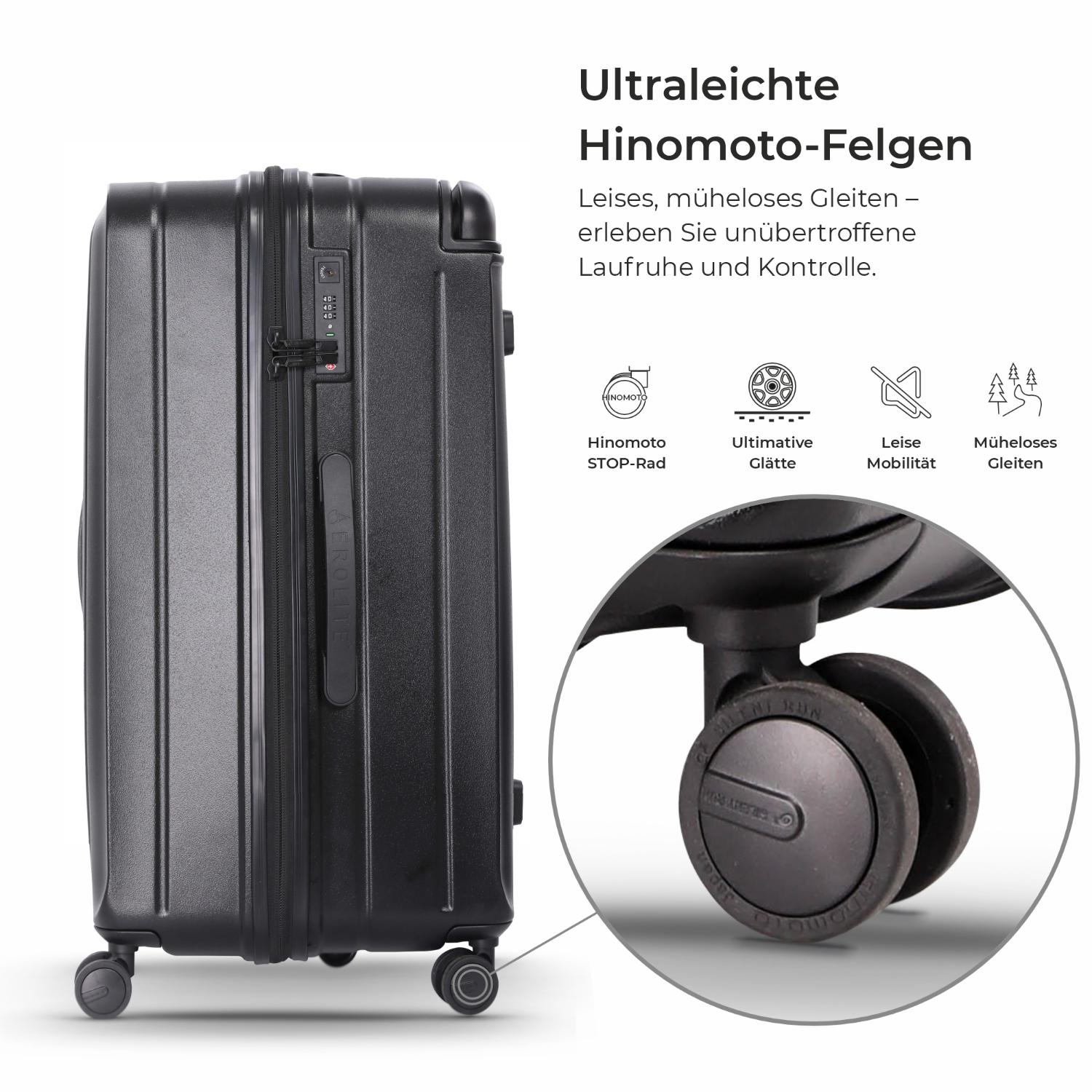 Aerolite M-Lite Trunk – Premium 76 cm Koffer für den Check-in, strapazierfähiges PP-Polypropylen, TSA-Zahlenschloss, leise Hinomoto-Rollen, luxuriöses umweltfreundliches Innenfutter, 15 Jahre Garantie