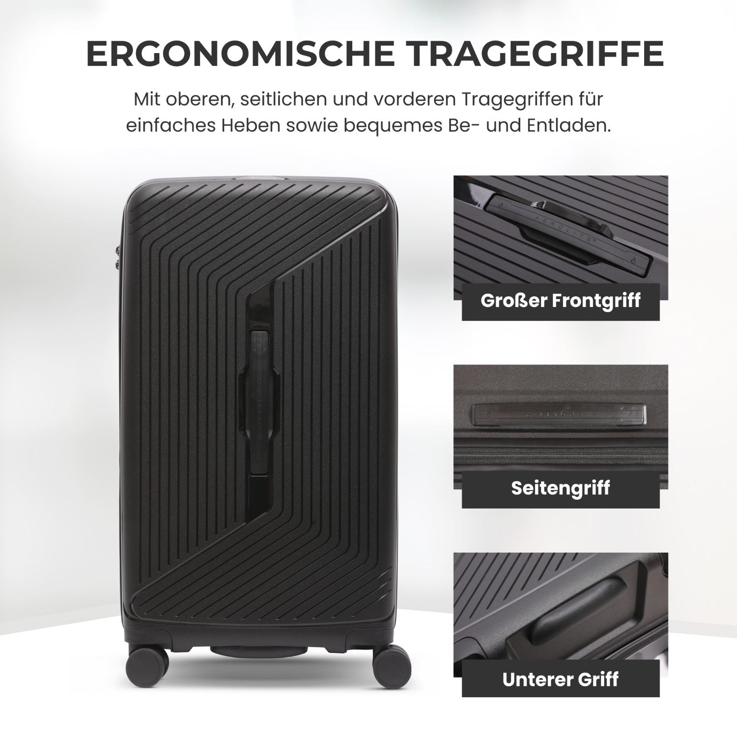 Aerolite 108L Extra-Großer Reisekoffer – Robuste Polypropylen-Hartschale, 4 Doppel-Spinner-Räder, TSA-Schloss, YKK-Reißverschlüsse & Frisch gefüttertes Innenfutter – Schwarz