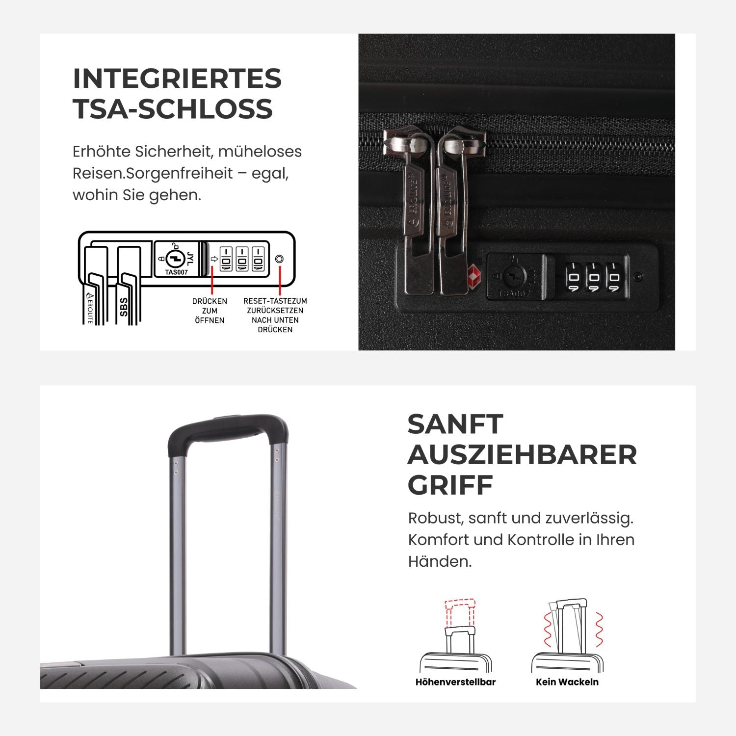 Aerolite 108L Extra-Großer Reisekoffer – Robuste Polypropylen-Hartschale, 4 Doppel-Spinner-Räder, TSA-Schloss, YKK-Reißverschlüsse & Frisch gefüttertes Innenfutter – Schwarz