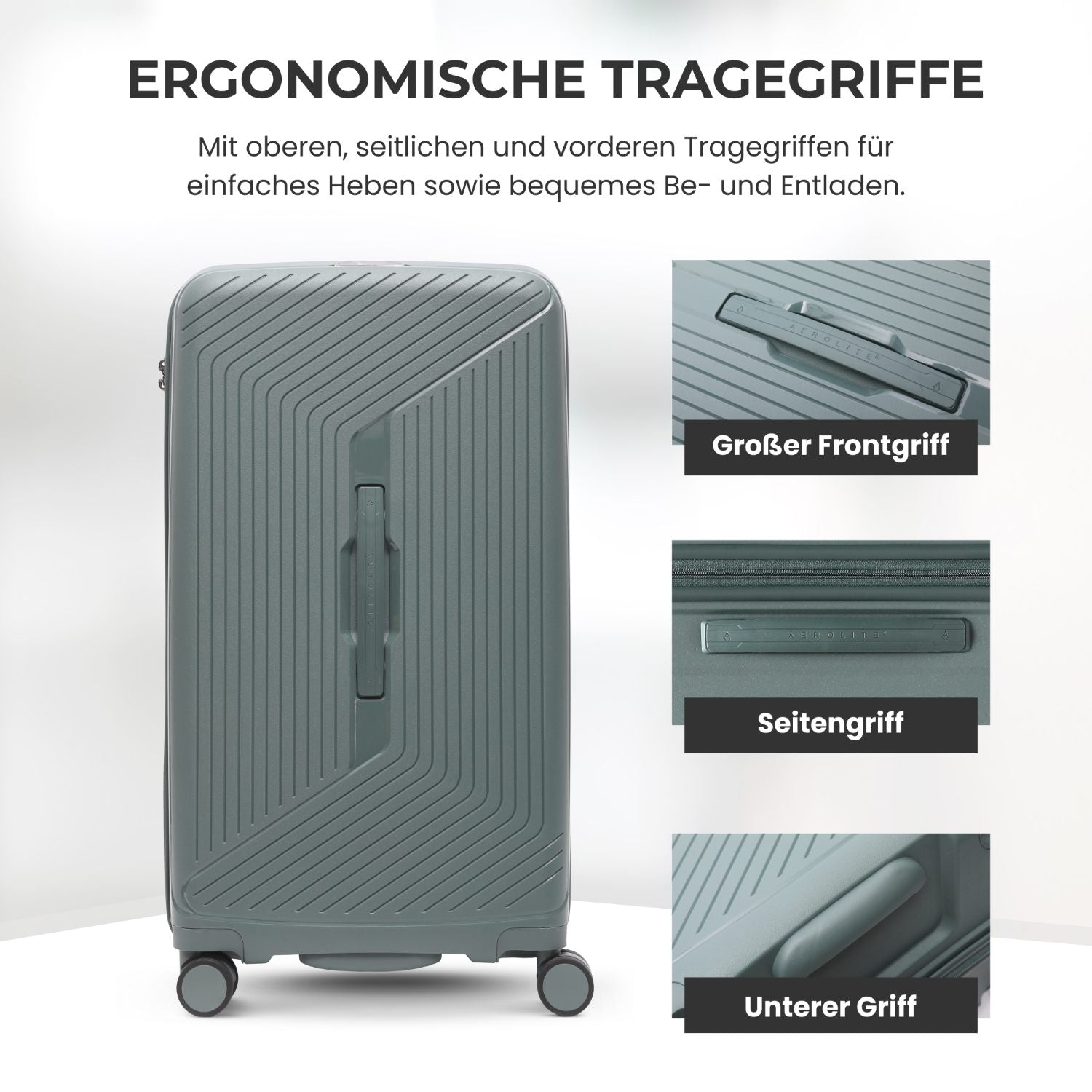 Aerolite 108L Extra-Großer Reisekoffer – Robuste Polypropylen-Hartschale, 4 Doppel-Spinner-Räder, TSA-Schloss, YKK-Reißverschlüsse & Frisch gefüttertes Innenfutter – Dunkelgrün
