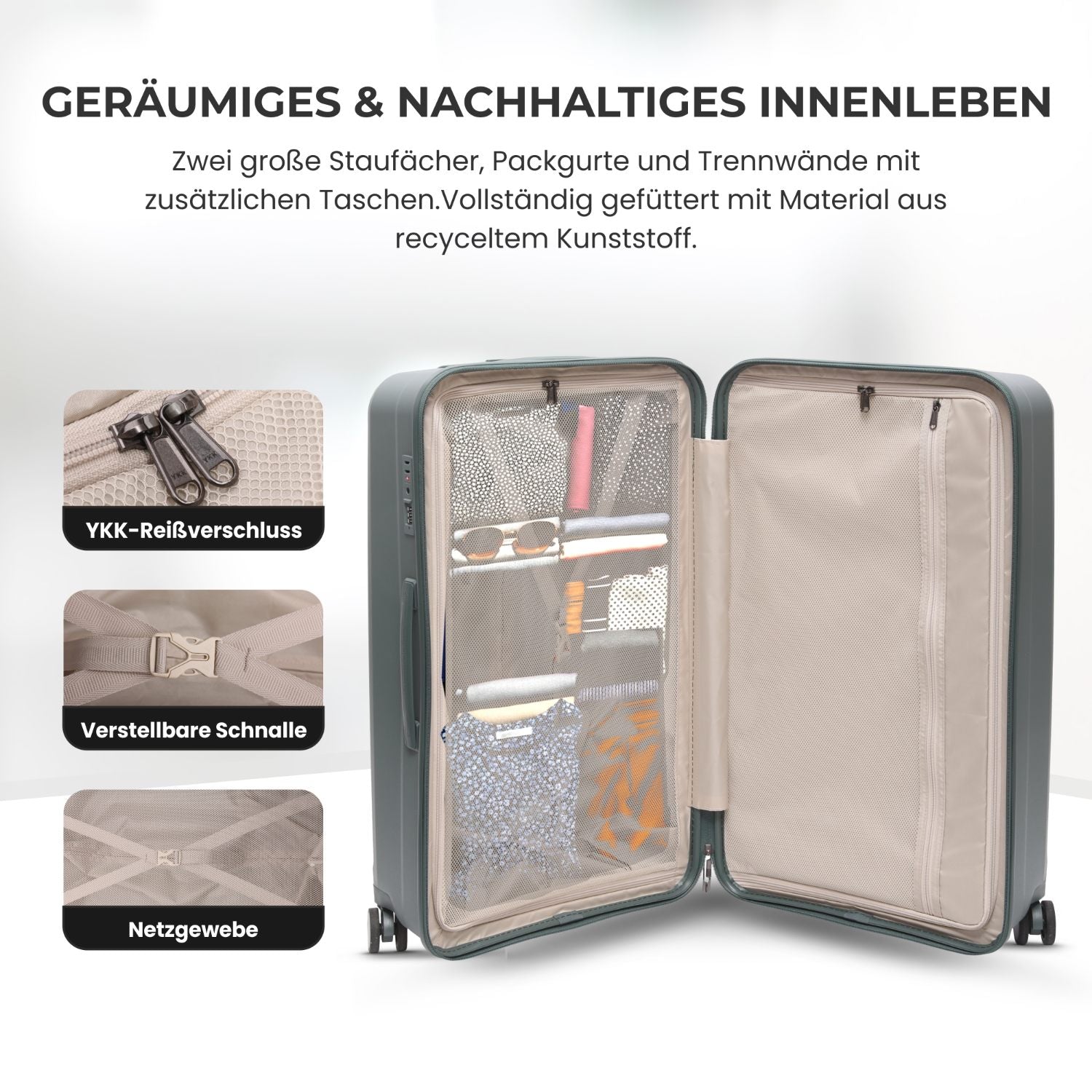Aerolite 108L Extra-Großer Reisekoffer – Robuste Polypropylen-Hartschale, 4 Doppel-Spinner-Räder, TSA-Schloss, YKK-Reißverschlüsse & Frisch gefüttertes Innenfutter – Dunkelgrün