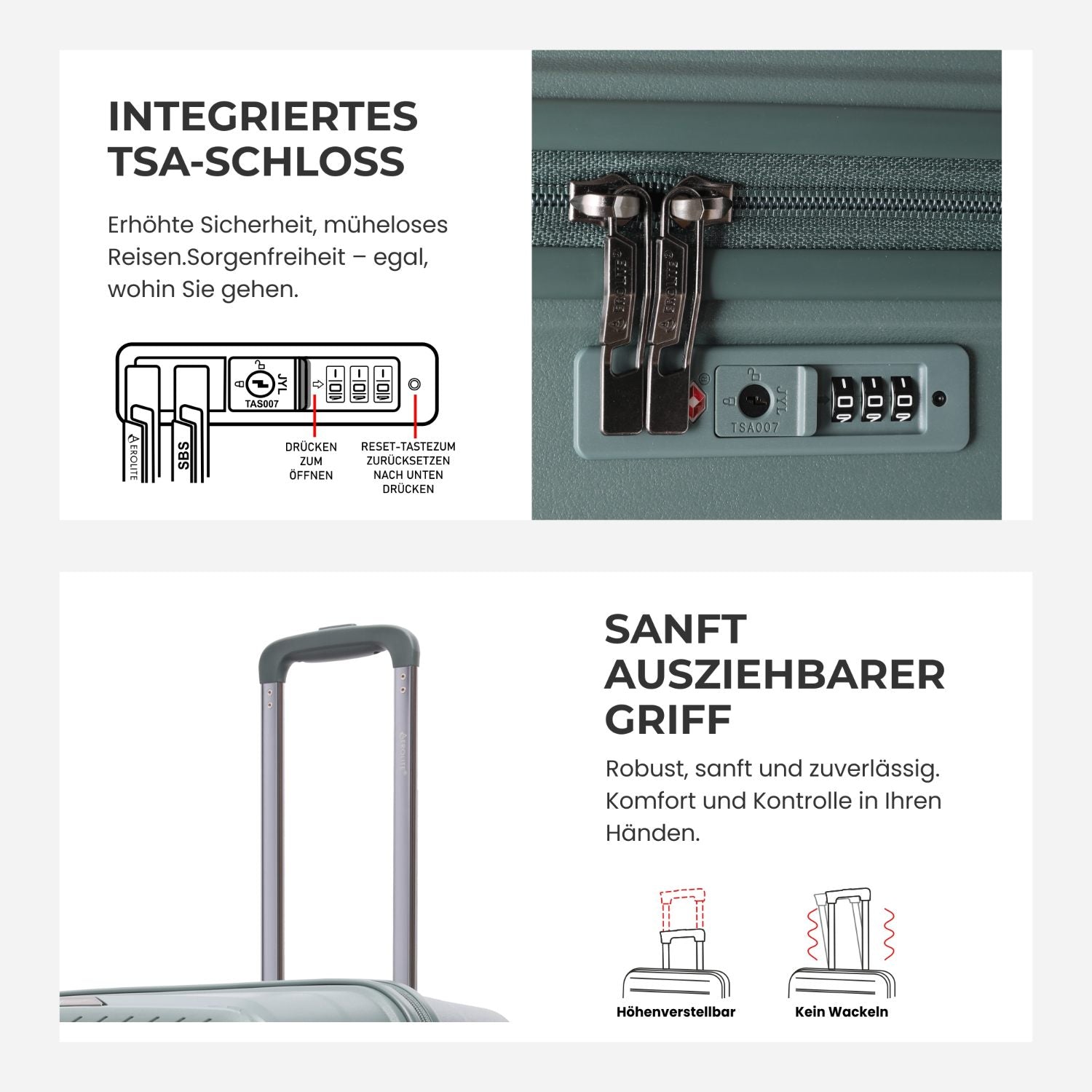 Aerolite 108L Extra-Großer Reisekoffer – Robuste Polypropylen-Hartschale, 4 Doppel-Spinner-Räder, TSA-Schloss, YKK-Reißverschlüsse & Frisch gefüttertes Innenfutter – Dunkelgrün