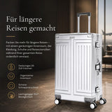 Aerolite M-Lite Großer Vollaluminium-Koffer 28 Zoll, 90 l – Reißverschlussloses Design, TSA-Schlösser, antimikrobieller Innenraum, 15 Jahre Garantie – Silber