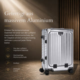 Aerolite M-Lite Premium Kabinenkoffer aus Vollaluminium mit Frontfach für Laptop, TSA-Kofferverschlüssen ohne Reißverschluss, USB-Ladeanschluss, Flaschenhalter & 15 Jahre Garantie – Anthrazit