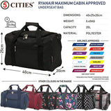 5 Cities (40x20x25cm) New 2024 Ryanair Maximale Größe der Kabinenreisetasche - Nehmen Sie den Max an Bord!