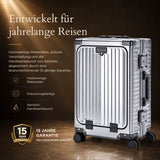 Aerolite M-Lite Premium Kabinenkoffer aus Vollaluminium mit Frontfach für Laptop, TSA-Kofferverschlüssen ohne Reißverschluss, USB-Ladeanschluss, Flaschenhalter & 15 Jahre Garantie – Anthrazit