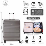 Aerolite XL Große Leichter ABS Hartschale 4 Rollen Trolley Koffer Reisekoffer Hartschalenkoffer Rollkoffer Gepäck, 79cm, Kohlegrau