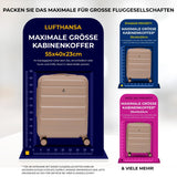 Aerolite Erweiterbares Handgepäck 55x40x20 cm auf 55x40x23 cm – Ryanair Priority, Lufthansa, Wizz Air Priority, Lufthansa Maximalgröße – Leichter Hartschalen-Kabinenkoffer mit 4 Rollen (BEIGE)