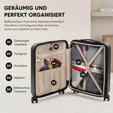 Aerolite Erweiterbarer Lufthansa Handgepäck Koffer 55×40×23cm bis 55×40×20 cm - Kabinenkoffer mit TSA-Schloss, 8 Doppelrollen & robuster ABS-Polycarbonat-Hartschale, passend für Lufthansa & Ryanair Priority (Graphite Shadow)