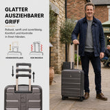 Aerolite Erweiterbarer Lufthansa Handgepäck Koffer 55×40×23cm bis 55×40×20 cm - Kabinenkoffer mit TSA-Schloss, 8 Doppelrollen & robuster ABS-Polycarbonat-Hartschale, passend für Lufthansa & Ryanair Priority (Graphite Shadow)