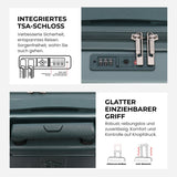 Aerolite Erweiterbares Handgepäck 55x40x20 cm auf 55x40x23 cm – Ryanair Priority, Lufthansa, Wizz Air Priority, Lufthansa Maximalgröße – Leichter Hartschalen-Kabinenkoffer mit 4 Rollen (WALDGRÜN)