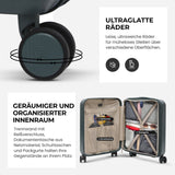 Aerolite Erweiterbares Handgepäck 55x40x20 cm auf 55x40x23 cm – Ryanair Priority, Lufthansa, Wizz Air Priority, Lufthansa Maximalgröße – Leichter Hartschalen-Kabinenkoffer mit 4 Rollen (WALDGRÜN)
