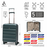Aerolite Erweiterbares Handgepäck 55x40x20 cm auf 55x40x23 cm – Ryanair Priority, Lufthansa, Wizz Air Priority, Lufthansa Maximalgröße – Leichter Hartschalen-Kabinenkoffer mit 4 Rollen (WALDGRÜN)