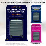 Aerolite Ryanair Priority Max Bundle – Erweiterbarer 55x40x20/23cm Hartschalenkoffer + 40x30x20cm Unterstsitz-Tasche (Aktuelle Ryanair-Maße), Airline-geprüftes Handgepäck-Set mit TSA-Schloss