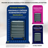 Aerolite Erweiterbares Handgepäck 55x40x20 cm auf 55x40x23 cm – Ryanair Priority, Lufthansa, Wizz Air Priority, Lufthansa Maximalgröße – Leichter Hartschalen-Kabinenkoffer mit 4 Rollen (WALDGRÜN)