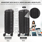 Aerolite Premium PP 2er-Kofferset – Leichte Polypropylen-Hartschalenkoffer mit 4 Doppel-Spinnerrollen & TSA-Schloss, erweiterbarer Kabinenkoffer (21”), großer Koffer (28”), inkl. erweiterbarem Handgepäck – Schwarz