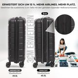 Aerolite PP Kabinenkoffer 55x40x20–23 cm Erweiterbar – Lufthansa Max Größe, Ryanair & Wizz Air Priority Handgepäck, Leichter Hartschalen Trolley mit YKK Reißverschluss, TSA Schloss & 4 Rollen