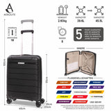 Aerolite PP Kabinenkoffer 55x40x20–23 cm Erweiterbar – Lufthansa Max Größe, Ryanair & Wizz Air Priority Handgepäck, Leichter Hartschalen Trolley mit YKK Reißverschluss, TSA Schloss & 4 Rollen