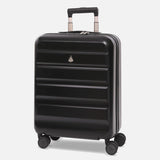 Aerolite Erweiterbares Handgepäck 55x40x20 cm auf 55x40x23 cm – Ryanair Priority, Lufthansa, Wizz Air Priority, Lufthansa Maximalgröße – Leichter Hartschalen-Kabinenkoffer mit 4 Rollen (SCHWARZ)