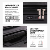 Aerolite Erweiterbares Handgepäck 55x40x20 cm auf 55x40x23 cm – Ryanair Priority, Lufthansa, Wizz Air Priority, Lufthansa Maximalgröße – Leichter Hartschalen-Kabinenkoffer mit 4 Rollen (SCHWARZ)