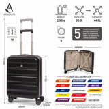 Aerolite Erweiterbares Handgepäck 55x40x20 cm auf 55x40x23 cm – Ryanair Priority, Lufthansa, Wizz Air Priority, Lufthansa Maximalgröße – Leichter Hartschalen-Kabinenkoffer mit 4 Rollen (SCHWARZ)
