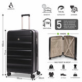 Aerolite Großer 28" 100L Leichter ABS-Hartschalenkoffer, 4 Doppel-Spinnräder, TSA-Schloss, Robustes Aufgabegepäck – Schwarz
