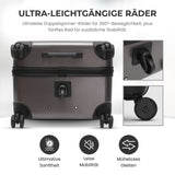 Aerolite 101L Großer Truhenkoffer mit 4+1 Spinner-Rädern, ABS-Hartschale, TSA-Schloss und leichtem Design – Holzkohle