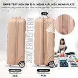 Aerolite Erweiterbarer Kabinenkoffer 55x40x20cm – Ryanair Priority Maximalgröße, erweiterbar auf 55x40x23cm für Lufthansa & Wizz Air Priority, Hartschalen-Handgepäck-Trolley mit 2 Rollen und TSA-Schloss, 40–46L Fassungsvermögen, Beige