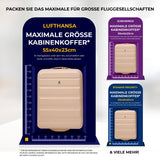 Aerolite Erweiterbarer Kabinenkoffer 55x40x20cm – Ryanair Priority Maximalgröße, erweiterbar auf 55x40x23cm für Lufthansa & Wizz Air Priority, Hartschalen-Handgepäck-Trolley mit 2 Rollen und TSA-Schloss, 40–46L Fassungsvermögen, Beige