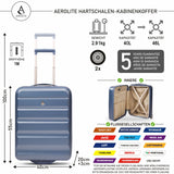 Aerolite Erweiterbarer Kabinenkoffer 55x40x20cm – Ryanair Priority Maximalgröße, erweiterbar auf 55x40x23cm für Lufthansa & Wizz Air Priority, Hartschalen-Handgepäck-Trolley mit 2 Rollen und TSA-Schloss, 40–46L Fassungsvermögen, Blau