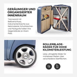 Aerolite Erweiterbarer Kabinenkoffer 55x40x20cm – Ryanair Priority Maximalgröße, erweiterbar auf 55x40x23cm für Lufthansa & Wizz Air Priority, Hartschalen-Handgepäck-Trolley mit 2 Rollen und TSA-Schloss, 40–46L Fassungsvermögen, Blau