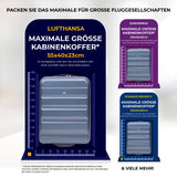 Aerolite Erweiterbarer Kabinenkoffer 55x40x20cm – Ryanair Priority Maximalgröße, erweiterbar auf 55x40x23cm für Lufthansa & Wizz Air Priority, Hartschalen-Handgepäck-Trolley mit 2 Rollen und TSA-Schloss, 40–46L Fassungsvermögen, Blau