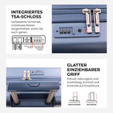 Aerolite Erweiterbarer Kabinenkoffer 55x40x20cm – Ryanair Priority Maximalgröße, erweiterbar auf 55x40x23cm für Lufthansa & Wizz Air Priority, Hartschalen-Handgepäck-Trolley mit 2 Rollen und TSA-Schloss, 40–46L Fassungsvermögen, Blau