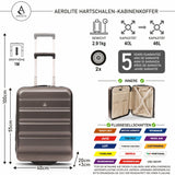 Aerolite Erweiterbarer Kabinenkoffer 55x40x20cm – Ryanair Priority Maximalgröße, erweiterbar auf 55x40x23cm für Lufthansa & Wizz Air Priority, Hartschalen-Handgepäck-Trolley mit 2 Rollen und TSA-Schloss, 40–46L Fassungsvermögen, Holzkohle