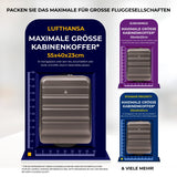 Aerolite Erweiterbarer Kabinenkoffer 55x40x20cm – Ryanair Priority Maximalgröße, erweiterbar auf 55x40x23cm für Lufthansa & Wizz Air Priority, Hartschalen-Handgepäck-Trolley mit 2 Rollen und TSA-Schloss, 40–46L Fassungsvermögen, Holzkohle