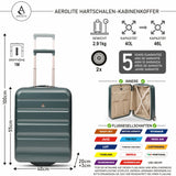 Aerolite Erweiterbarer Kabinenkoffer 55x40x20cm – Ryanair Priority Maximalgröße, erweiterbar auf 55x40x23cm für Lufthansa & Wizz Air Priority, Hartschalen-Handgepäck-Trolley mit 2 Rollen und TSA-Schloss, 40–46L Fassungsvermögen, Waldgrün