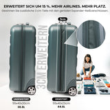 Aerolite Erweiterbarer Kabinenkoffer 55x40x20cm – Ryanair Priority Maximalgröße, erweiterbar auf 55x40x23cm für Lufthansa & Wizz Air Priority, Hartschalen-Handgepäck-Trolley mit 2 Rollen und TSA-Schloss, 40–46L Fassungsvermögen, Waldgrün