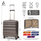 Aerolite 56x45x25 cm Großer Kabinentrolley – Easyjet Large Cabin/Plus/Flexi, British Airways & Jet2 maximale Kabinengepäckgröße, leichter Hartschalenkoffer mit 8 Doppelrollen, TSA-Schloss, 56L Fassungsvermögen, 5 Jahre Garantie, Anthrazit