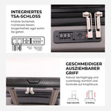 Aerolite 56x45x25 cm Großer Kabinentrolley – Easyjet Large Cabin/Plus/Flexi, British Airways & Jet2 maximale Kabinengepäckgröße, leichter Hartschalenkoffer mit 8 Doppelrollen, TSA-Schloss, 56L Fassungsvermögen, 5 Jahre Garantie, Anthrazit